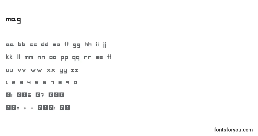 Шрифт Mag – алфавит, цифры, специальные символы