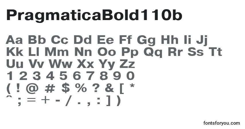 A fonte PragmaticaBold110b – alfabeto, números, caracteres especiais