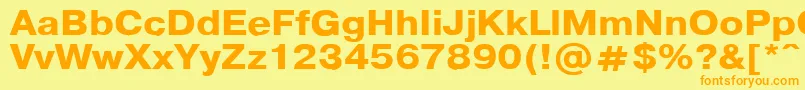 PragmaticaBold110b-Schriftart – Orangefarbene Schriften auf gelbem Hintergrund