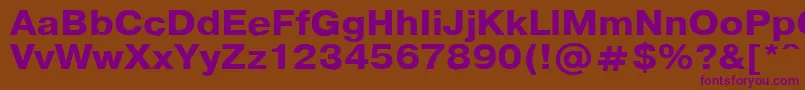 Weitere Informationen zur PragmaticaBold110b-Schriftart PragmaticaBold110b-Schriftart – Violette Schriften auf braunem Hintergrund