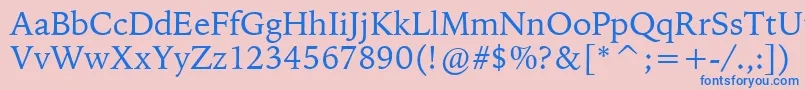 BitstreamIowanOldStyleBt-Schriftart – Blaue Schriften auf rosa Hintergrund
