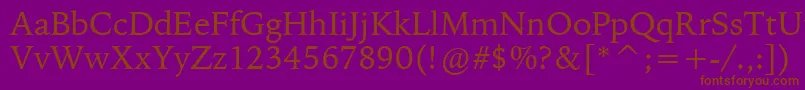 フォントBitstreamIowanOldStyleBt – 紫色の背景に茶色のフォント
