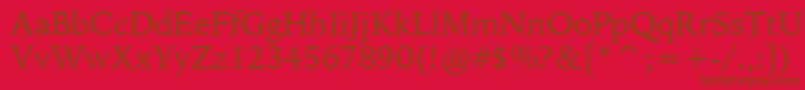 BitstreamIowanOldStyleBt-Schriftart – Braune Schriften auf rotem Hintergrund