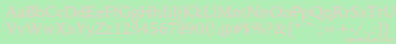BitstreamIowanOldStyleBt-fontti – vaaleanpunaiset fontit vihreällä taustalla
