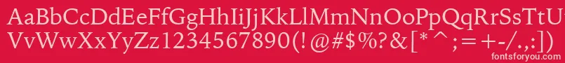 BitstreamIowanOldStyleBt-Schriftart – Rosa Schriften auf rotem Hintergrund