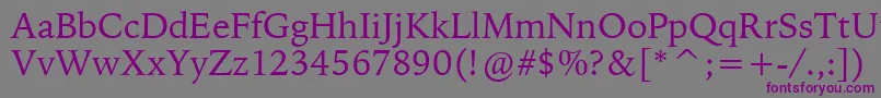 BitstreamIowanOldStyleBt-fontti – violetit fontit harmaalla taustalla