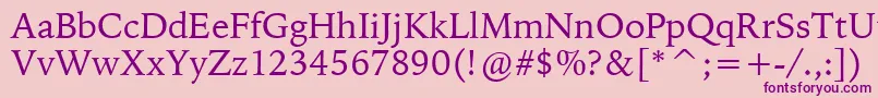 フォントBitstreamIowanOldStyleBt – ピンクの背景に紫のフォント