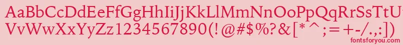 BitstreamIowanOldStyleBt-Schriftart – Rote Schriften auf rosa Hintergrund