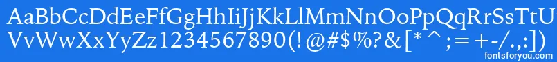 BitstreamIowanOldStyleBt-Schriftart – Weiße Schriften auf blauem Hintergrund