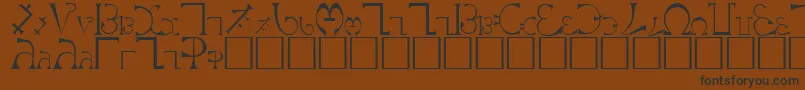 EnochianRegularフォントについての詳細 フォントEnochianRegular – 黒い文字が茶色の背景にあります