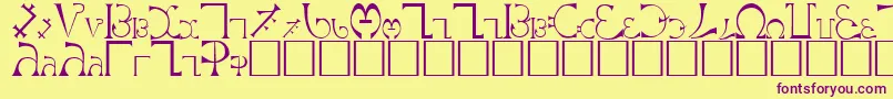 EnochianRegular Font – Purple Fonts on Yellow Background