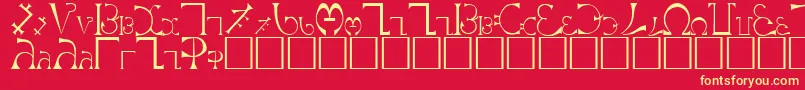 Fonte EnochianRegular – fontes amarelas em um fundo vermelho