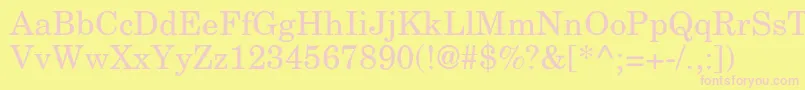 NewcenturyschlbkRoman-Schriftart – Rosa Schriften auf gelbem Hintergrund