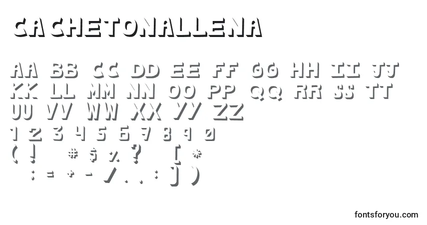A fonte CachetonaLlena – alfabeto, números, caracteres especiais
