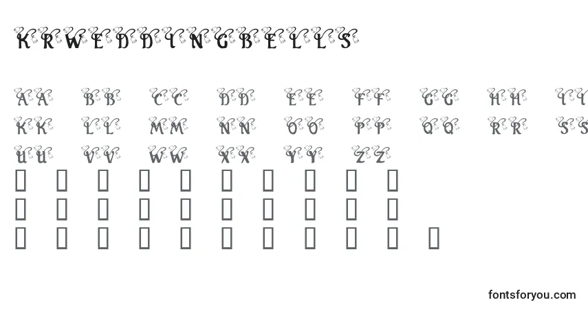 Czcionka KrWeddingBells – alfabet, cyfry, specjalne znaki