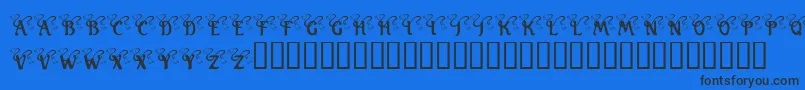 KrWeddingBells Font – Black Fonts on Blue Background