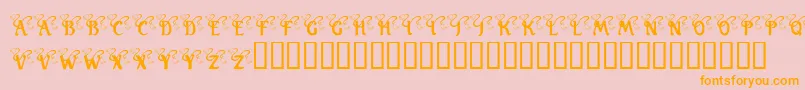 KrWeddingBells-Schriftart – Orangefarbene Schriften auf rosa Hintergrund