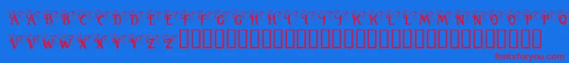 KrWeddingBells Font – Red Fonts on Blue Background