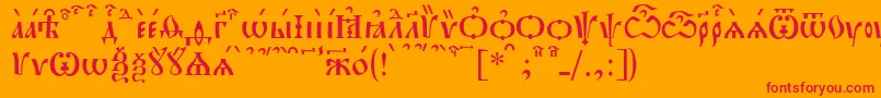 フォントPochaevskKucs – オレンジの背景に赤い文字