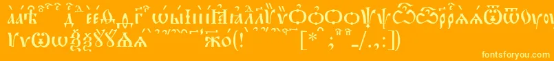 PochaevskKucs Font – Yellow Fonts on Orange Background