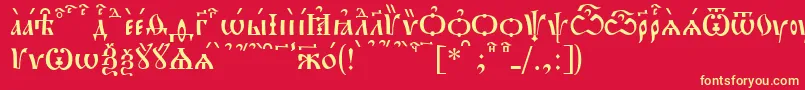 PochaevskKucs-Schriftart – Gelbe Schriften auf rotem Hintergrund