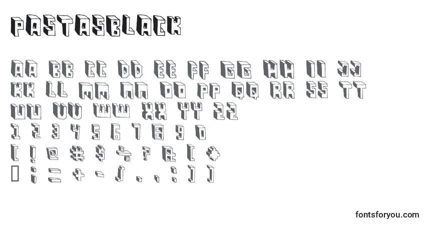Шрифт PastasBlack – алфавит, цифры, специальные символы