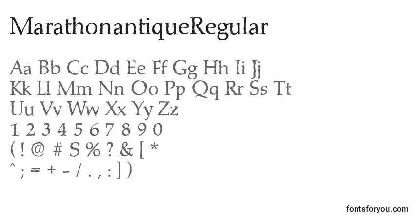 Шрифт MarathonantiqueRegular – алфавит, цифры, специальные символы