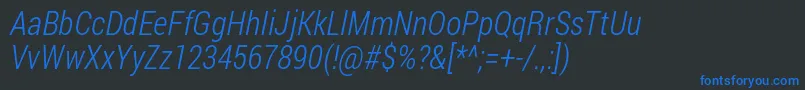 RobotoCondensedLightItalic Font – Blue Fonts on Black Background