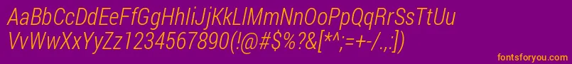 RobotoCondensedLightItalic Font – Orange Fonts on Purple Background