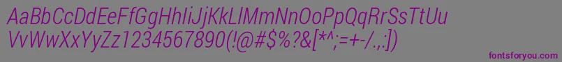 RobotoCondensedLightItalic Font – Purple Fonts on Gray Background