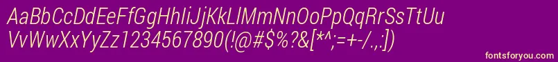 RobotoCondensedLightItalic Font – Yellow Fonts on Purple Background