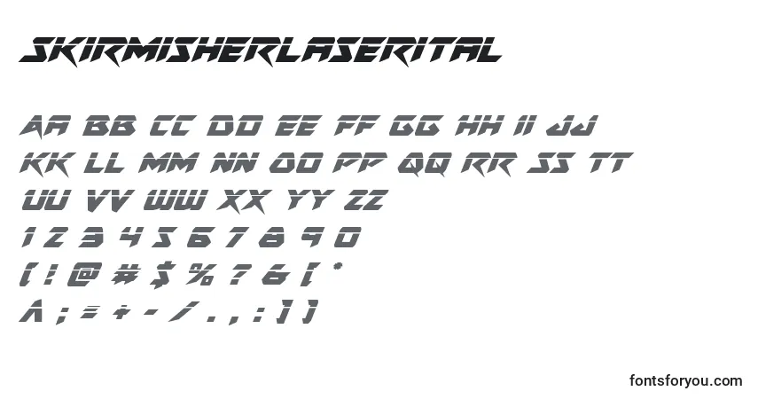 Schriftart Skirmisherlaserital – Alphabet, Zahlen, spezielle Symbole