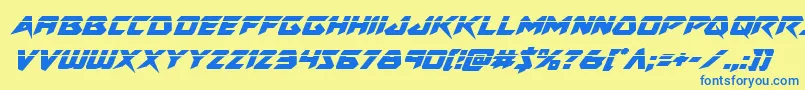 Skirmisherlaserital Font – Blue Fonts on Yellow Background