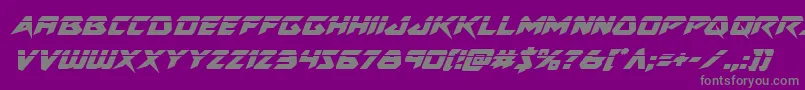 フォントSkirmisherlaserital – 紫の背景に灰色の文字