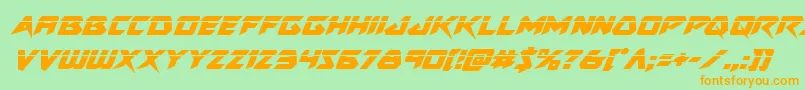 Skirmisherlaserital Font – Orange Fonts on Green Background