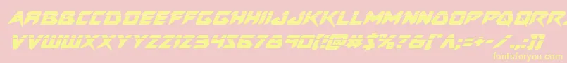 Skirmisherlaserital-Schriftart – Gelbe Schriften auf rosa Hintergrund