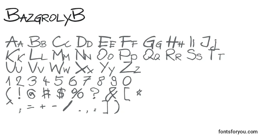 A fonte BazgrolyB – alfabeto, números, caracteres especiais