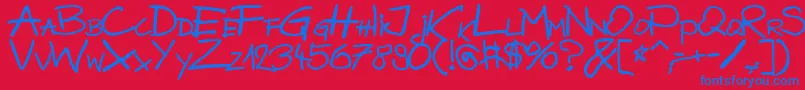 フォントBazgrolyB – 赤い背景に青い文字