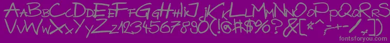 フォントBazgrolyB – 紫の背景に灰色の文字