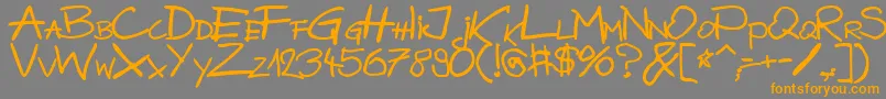 フォントBazgrolyB – オレンジの文字は灰色の背景にあります。