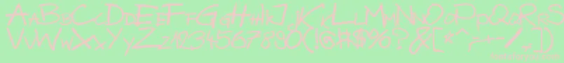 BazgrolyB-fontti – vaaleanpunaiset fontit vihreällä taustalla