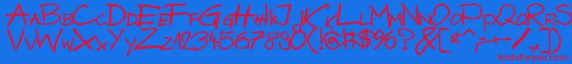 BazgrolyB-fontti – punaiset fontit sinisellä taustalla