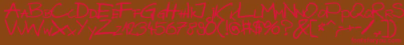 BazgrolyB-Schriftart – Rote Schriften auf braunem Hintergrund