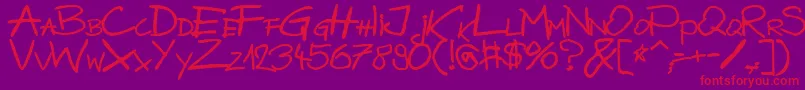 フォントBazgrolyB – 紫の背景に赤い文字