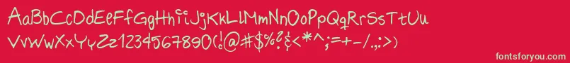 Fonte HildeSharpie – fontes verdes em um fundo vermelho