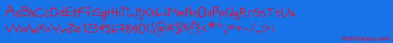 HildeSharpie Font – Red Fonts on Blue Background