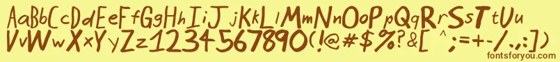 フォントSeattleAvenue – 茶色の文字が黄色の背景にあります。