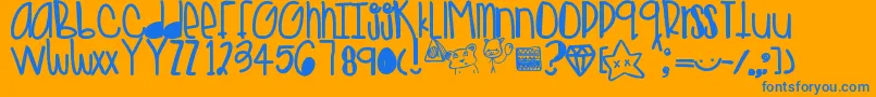 Goldenteddys Font – Blue Fonts on Orange Background