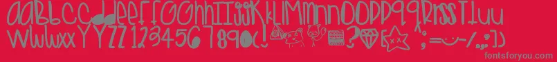 Goldenteddys-fontti – harmaat kirjasimet punaisella taustalla