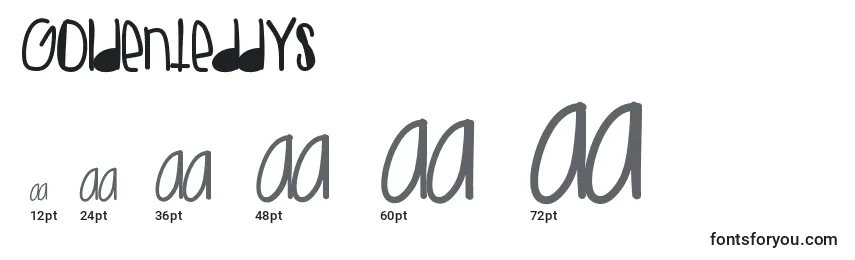 Размеры шрифта Goldenteddys